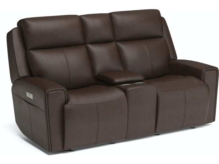 Barnett Power Reclining Loveseat with Console and Power Headrests and Lumbar