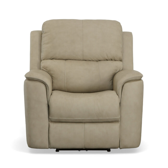 Henry Beige Leather Power Recliner with Power Headrest & Lumbar - Image 2