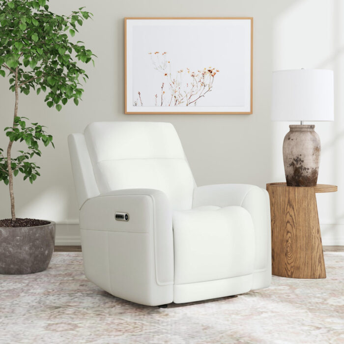 Alister Porcelain Leather Power Gliding Recliner with Power Headrest and Lumbar - Image 3
