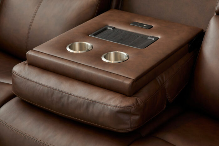 Alister Burnt Umber Leather Power Gliding Sofa with Power Headrests & Lumbar - Image 4
