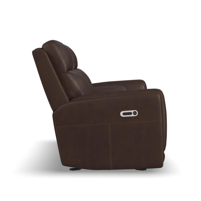 Alister Burnt Umber Leather Power Gliding Loveseat with Console, Power Headrests & Lumbar - Image 3