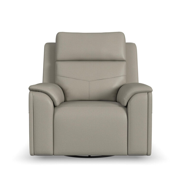 Vernon Dove Grey Fabric Power Swivel Gliding Recliner with Power Headrest, Lumbar, Heat & Massage - Image 2