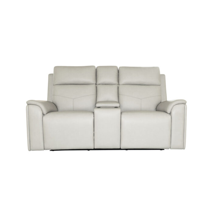 Vernon Dove Grey Fabric Power Reclining Loveseat with Console, Power Headrests, Lumbar, Heat & Massage - Image 2