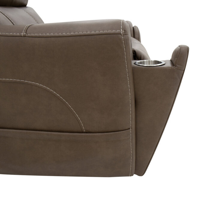 Carter Cappuccino Fabric Power Rocking Recliner with Power Headrest, Lumbar, Heat & Massage - Image 3