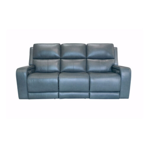 Oasis Storm Leather Power Reclining Sofa with Power Headrests, Lumbar, Heat & Massage