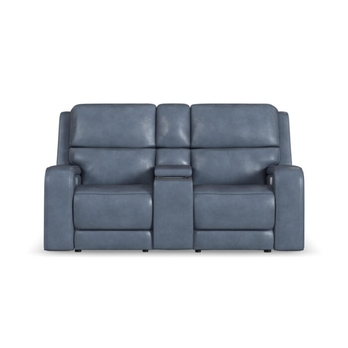 Oasis Storm Leather Power Reclining Loveseat with Console - Image 2