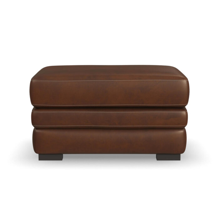 David Pecan Leather Ottoman - Image 2