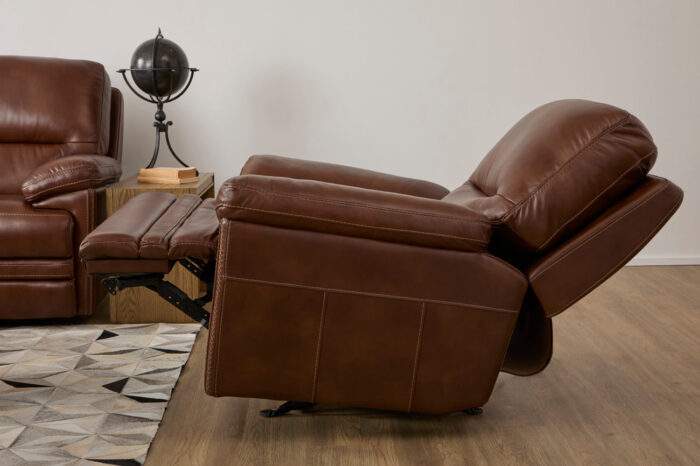 David Pecan Leather Power Gliding Recliner with Power Headrest & Lumbar - Image 2