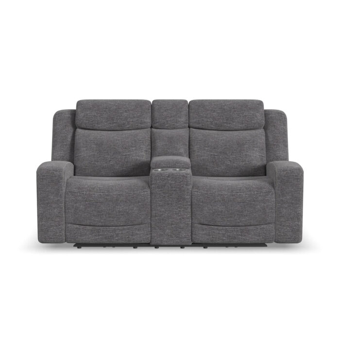 Ridge Granite Fabric Power Reclining Loveseat with Console and Power Headrests - Image 2