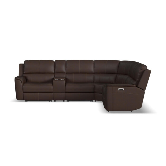 Henry Leather Power Reclining Sectional with Power Headrests & Lumbar - Image 2