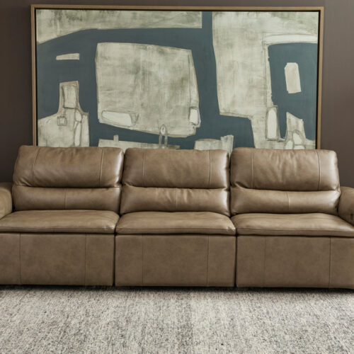 Graham River Leather Power Sliding Sectional