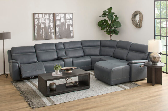 Sawyer Leather Power Reclining Sectional with Power Headrests & Lumbar - Image 3