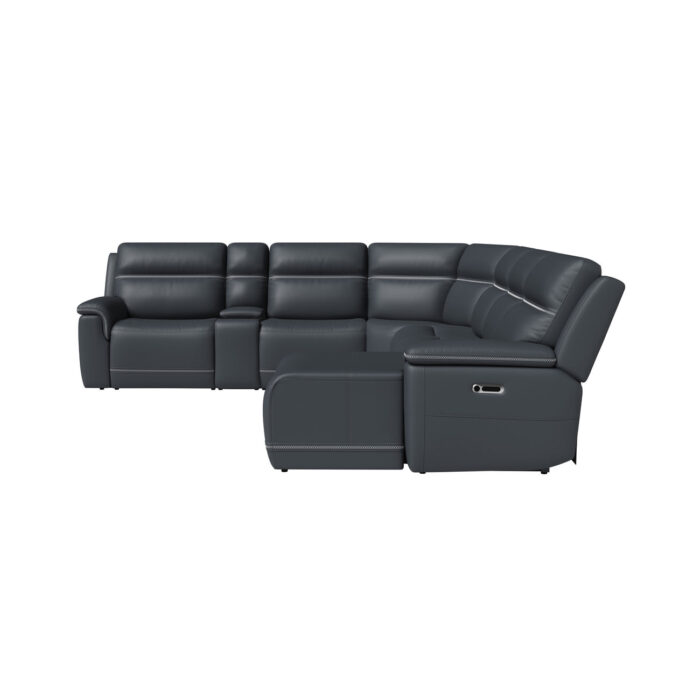 Sawyer Leather Power Reclining Sectional with Power Headrests & Lumbar - Image 2