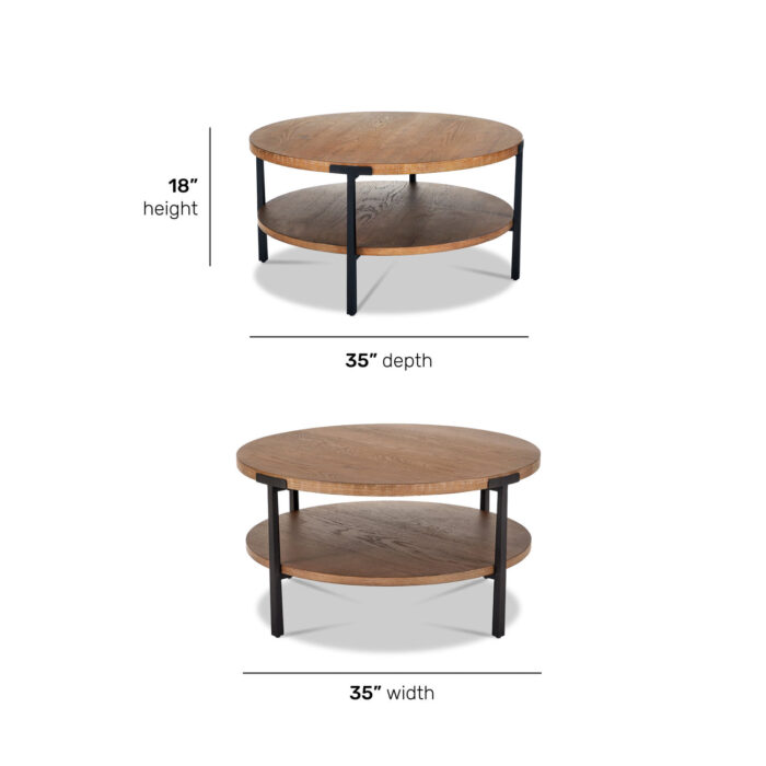Millwork Brown Round Coffee Table - Image 4