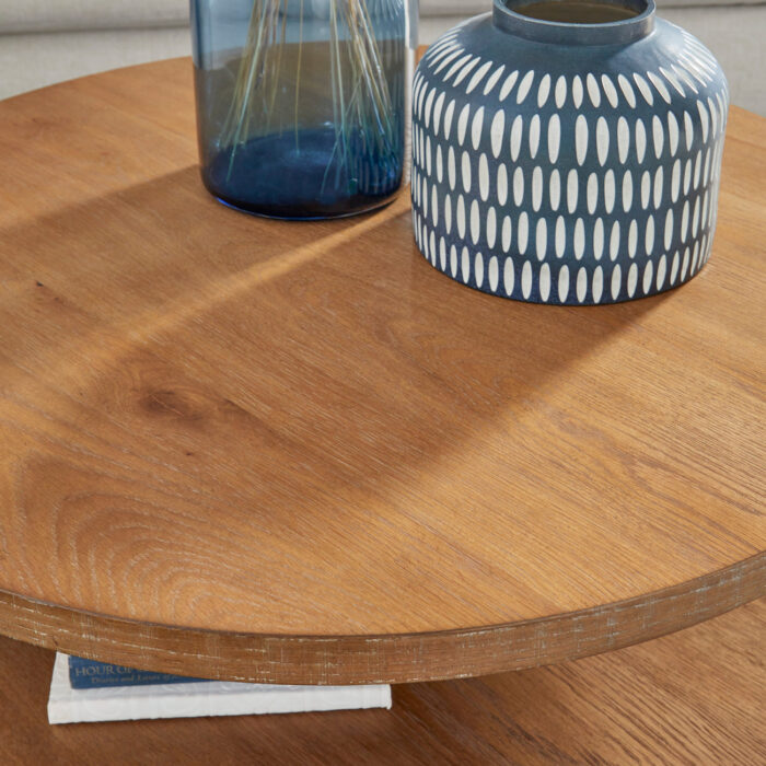 Millwork Brown Round Coffee Table - Image 5