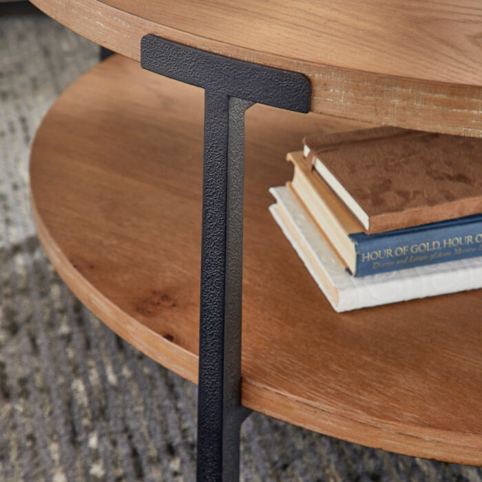 Millwork Brown Round Coffee Table - Image 6