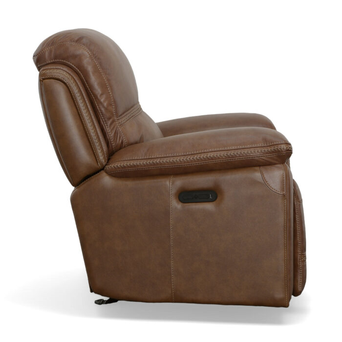 Fenwick Cognac Leather Power Gliding Recliner with Power Headrest - Image 2