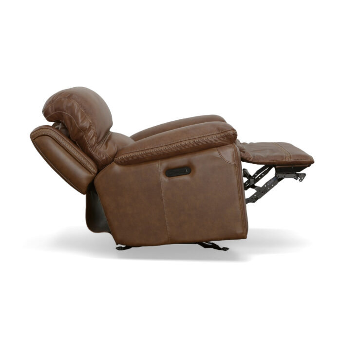 Fenwick Cognac Leather Power Gliding Recliner with Power Headrest - Image 3