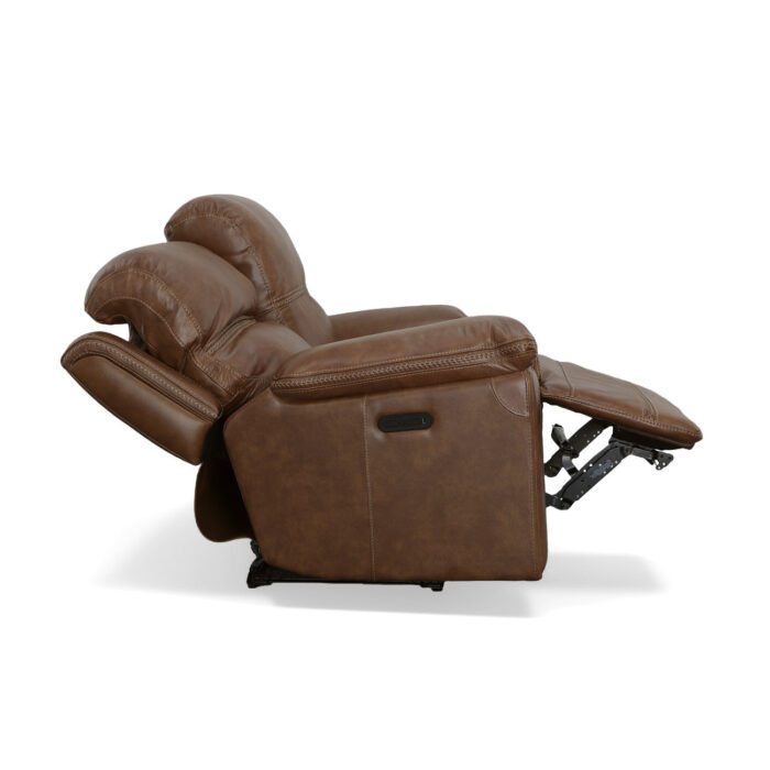 Fenwick Cognac Leather Power Reclining Loveseat with Power Headrests - Image 3